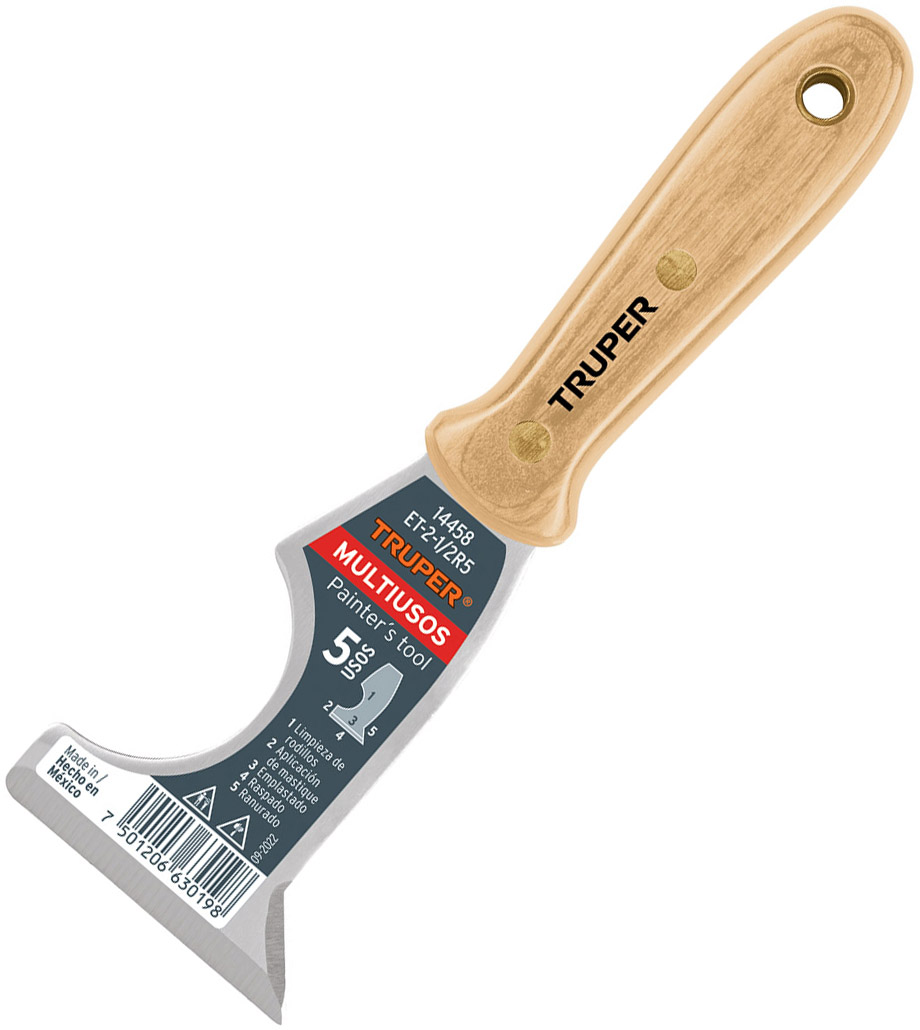 Imagen de ESPATULA DE 2-1/2" PARA 5 USOS CON MANGO DE MADERA TRUPER