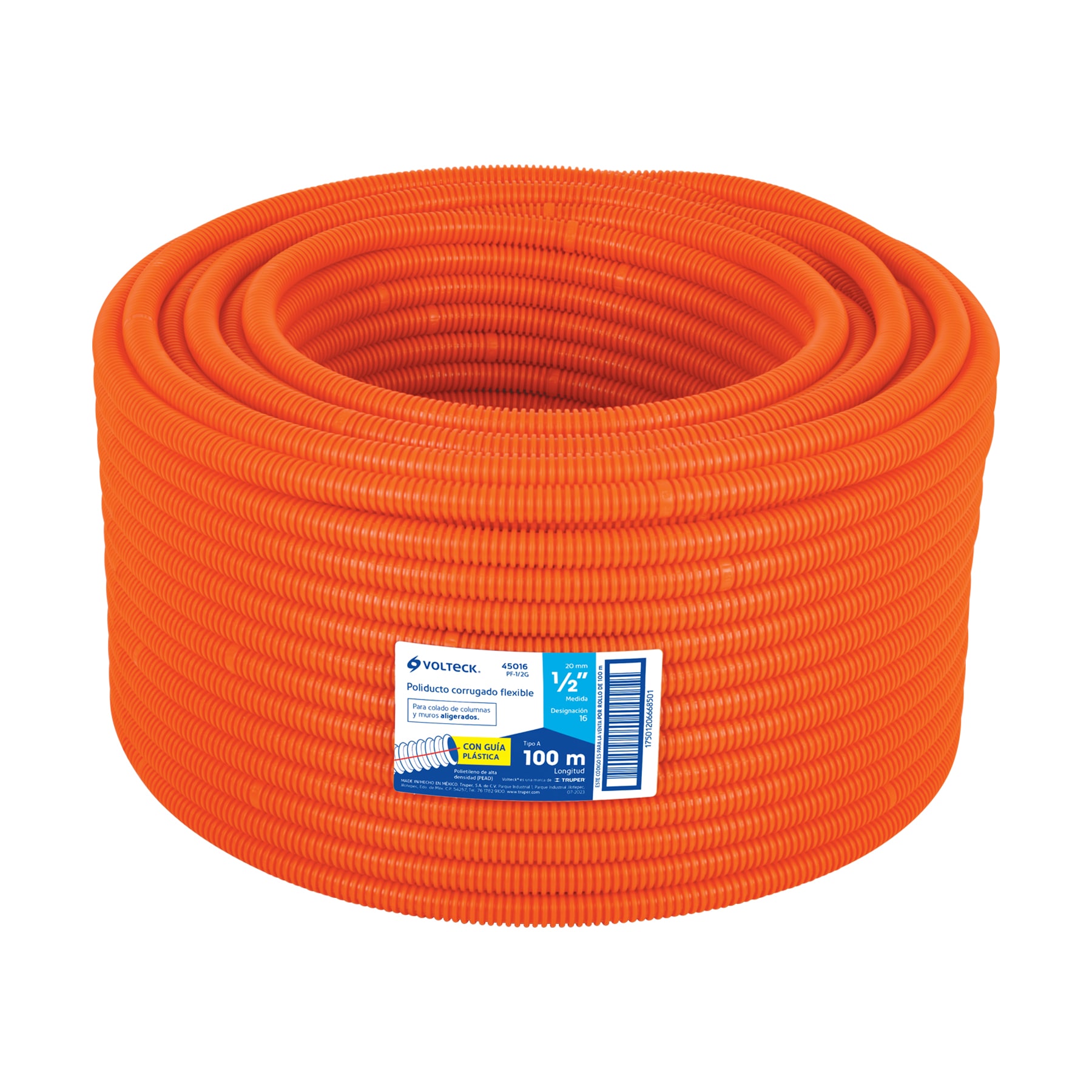 Imagen de POLIDUCTO CORRUGADO FLEXIBLE CON GUIA DE 1/2" X 100 MTS VOLTECK RLL CON 100 MT