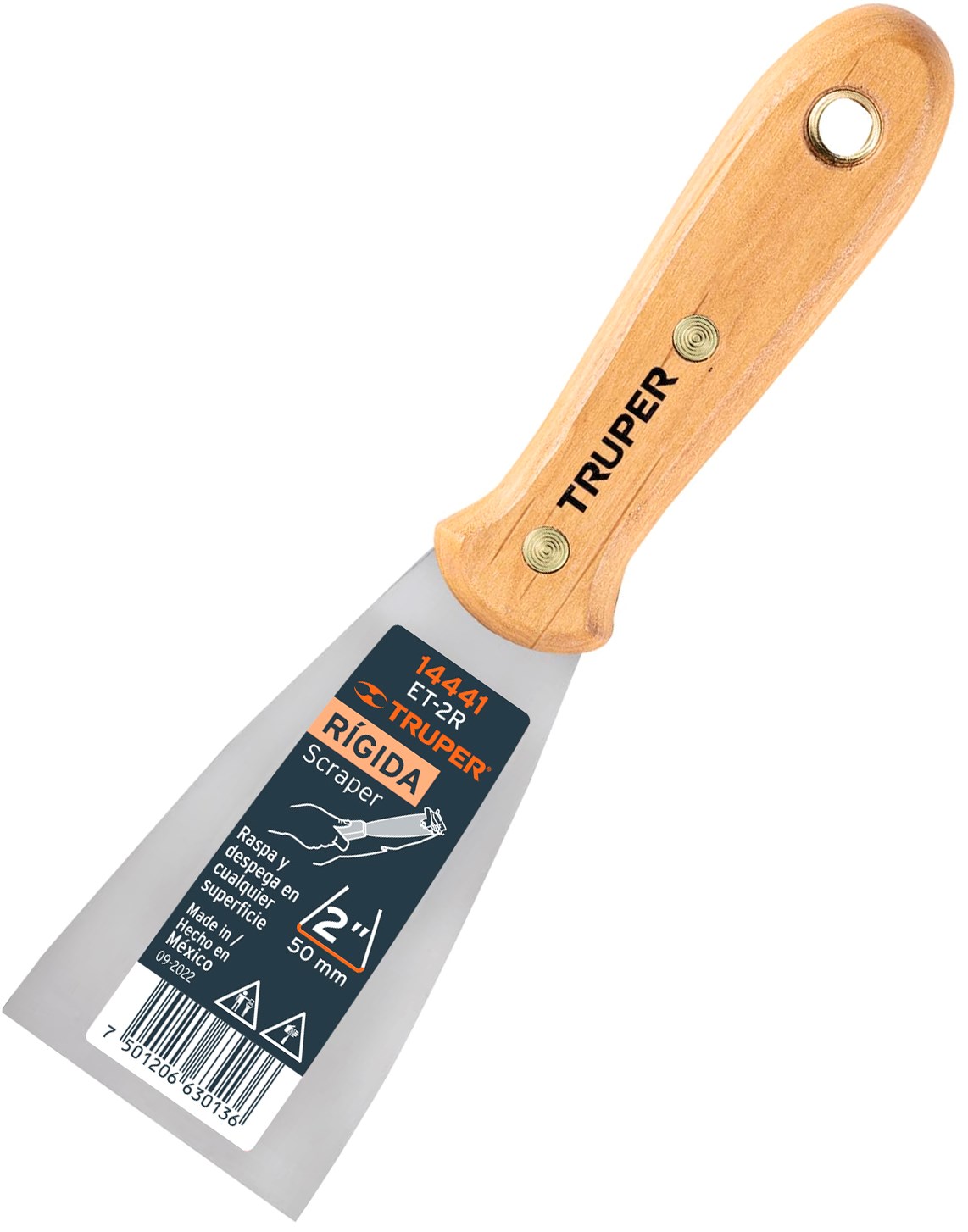 Imagen de ESPATULA RIGIDA DE 2" CON MANGO DE MADERA TRUPER