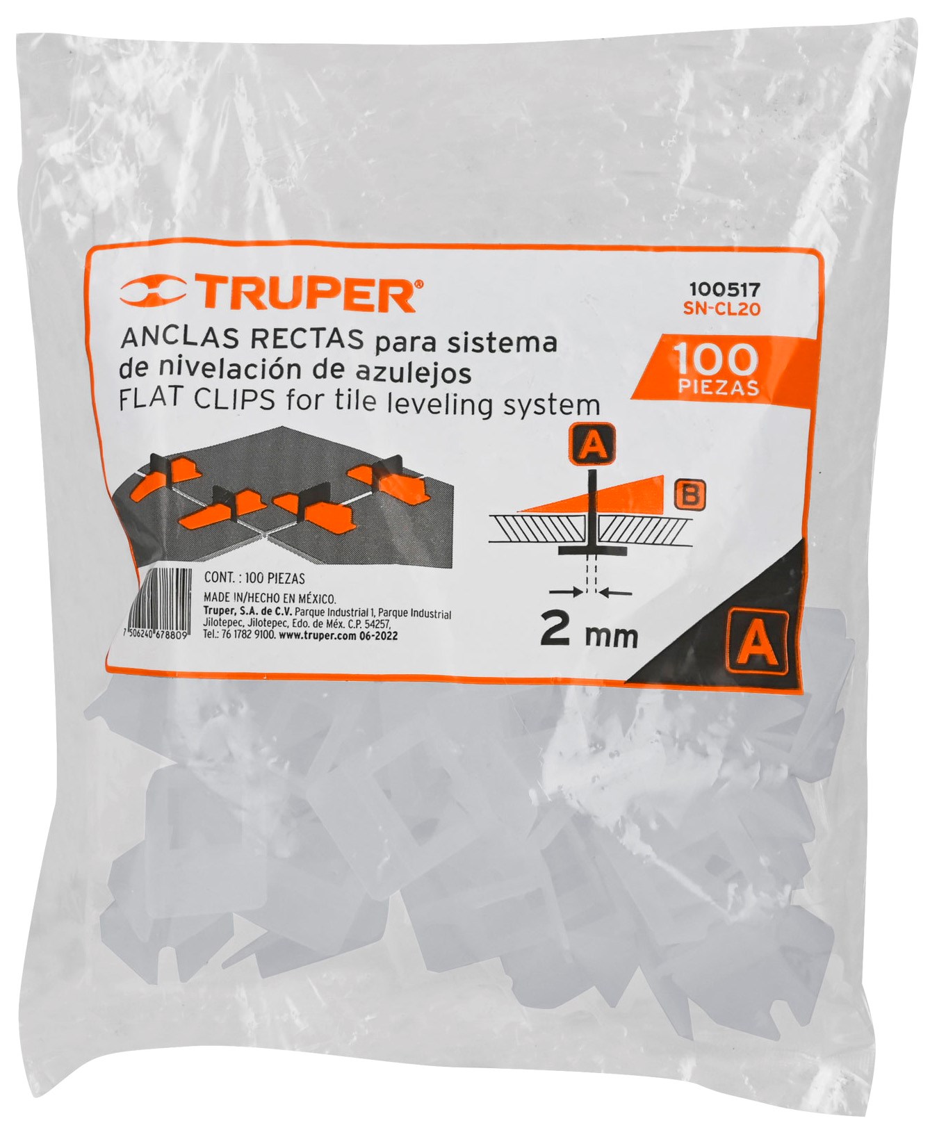 Imagen de BOLSA CON 100 ANCLAS DE 2 MM  PARA NIVELACION DE AZULEJOS TRUPER