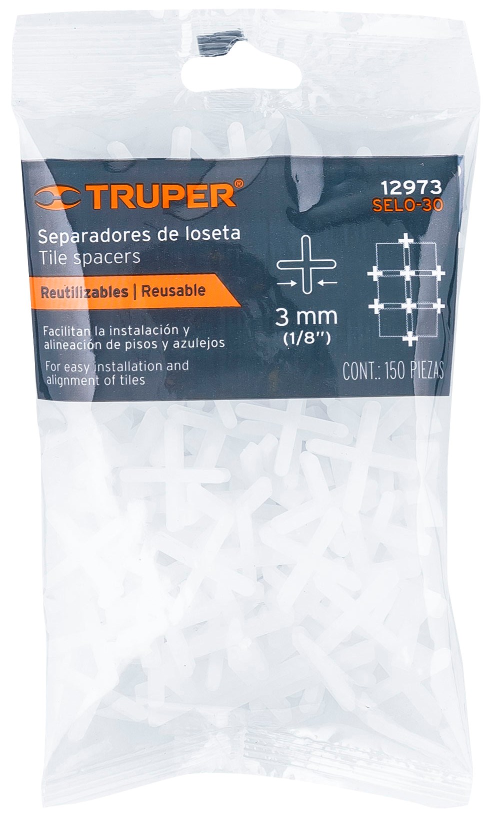 Imagen de BOLSA CON 150 SEPARADORES DE 3 MM PARA LOSETAS TRUPER