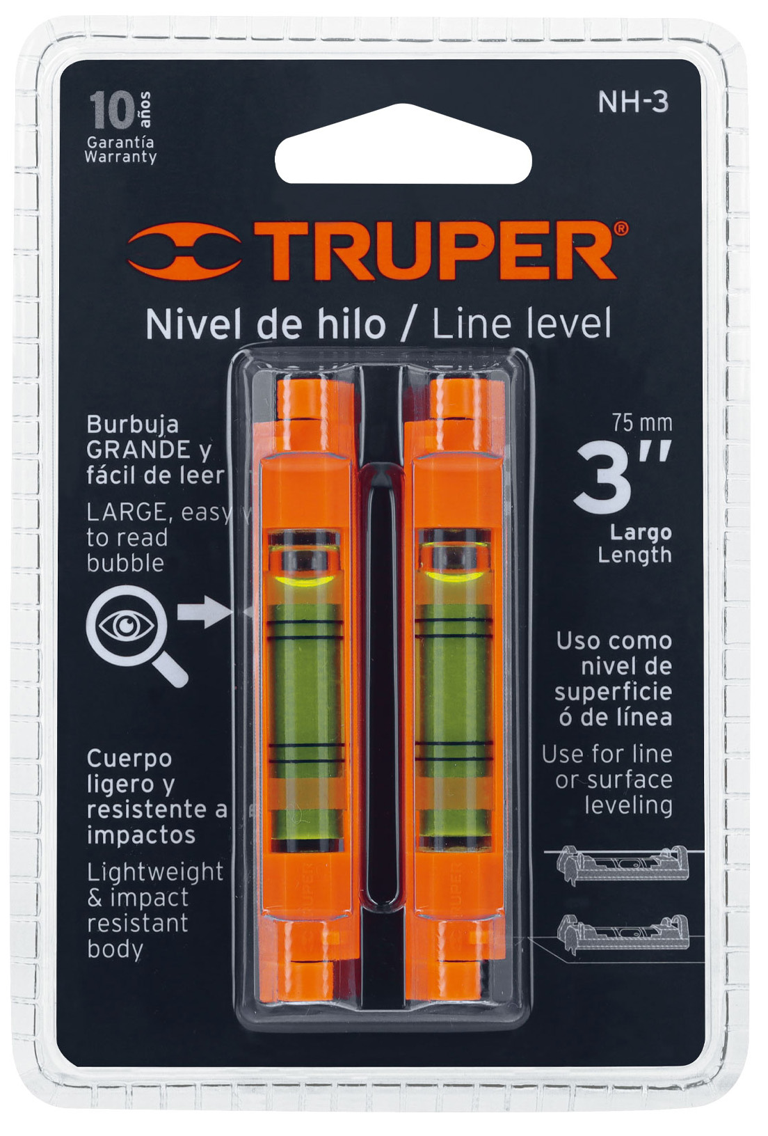 Imagen de BLISTER CON 2 NIVELES DE HILO EN BURBUJA GRANDE FACIL LECTURA TRUPER