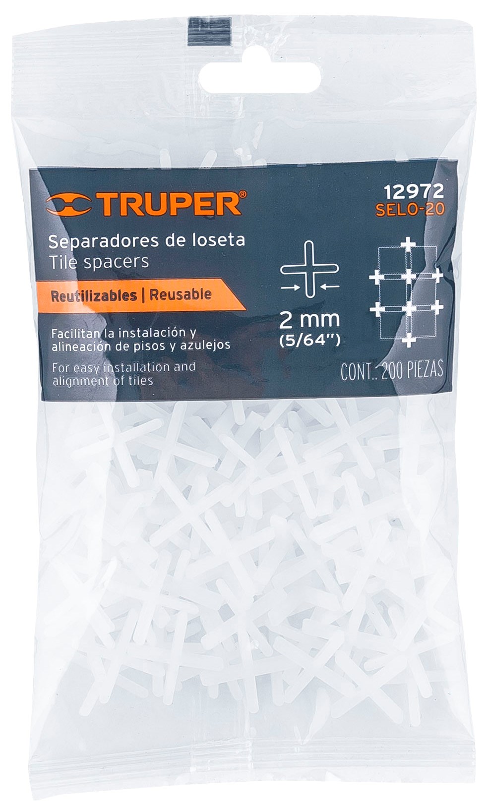 Imagen de BOLSA CON 200 SEPARADORES DE 2 MM PARA LOSETAS TRUPER