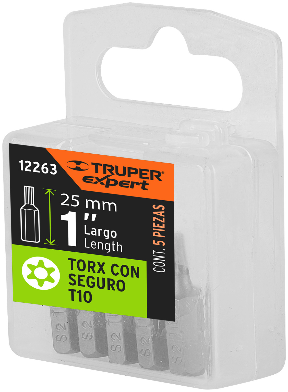 Imagen de ESTUCHE CON 5 PUNTAS TORX MODELO T10 CON SEGURO EN LARGO DE 1"  EXPERT TRUPER