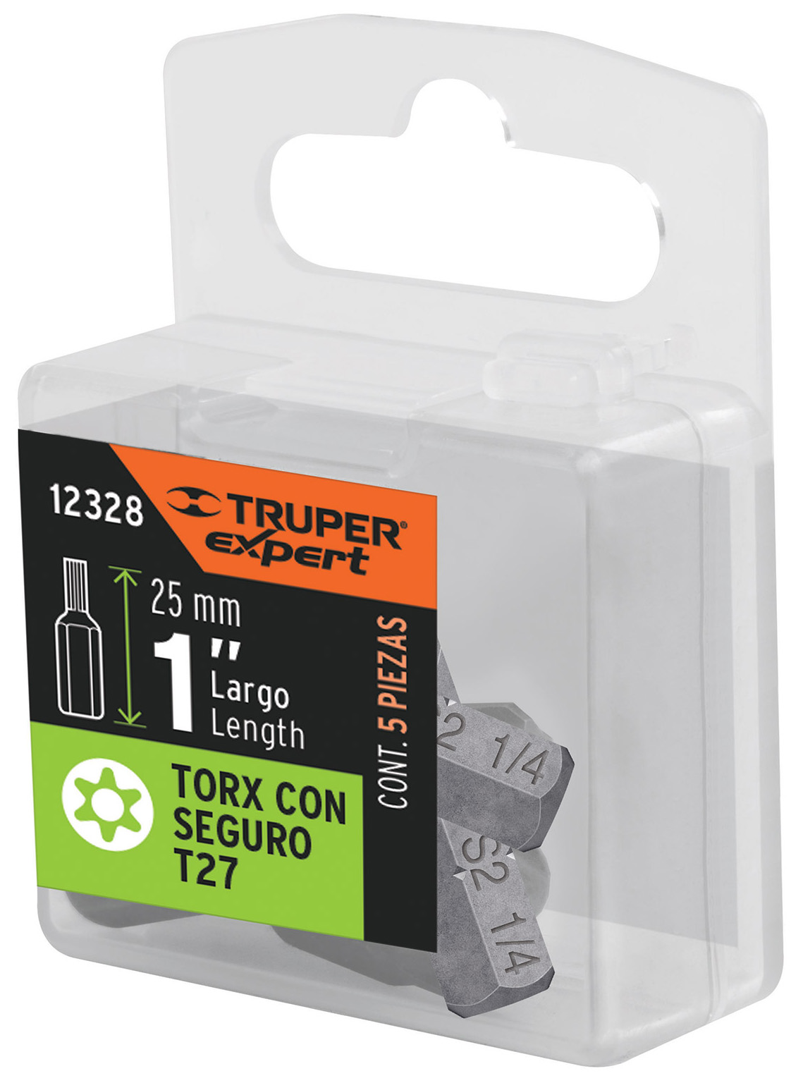 Imagen de ESTUCHE CON 5 PUNTAS TORX MODELO T-27 CON SEGURO EN LARGO DE 1" EXPERT TRUPER