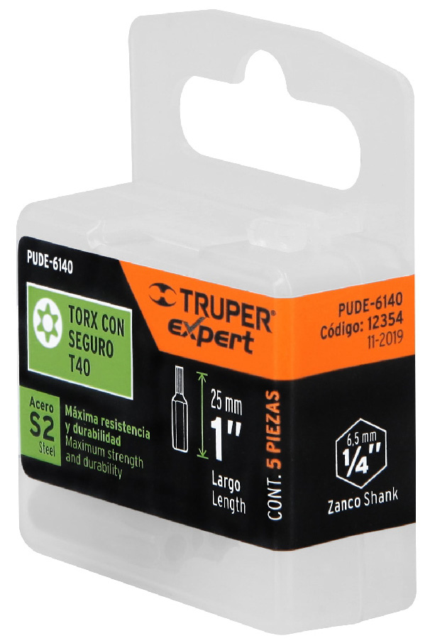 Imagen de ESTUCHE CON 5 PUNTAS TORX T40 CON SEGURO LARGO 1"  EXPERT TRUPER