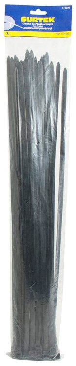Imagen de CINCHO PLASTICO 300 X 4.6 MM TENSION 22 KG DE 50 PIEZAS COLOR NEGRO SURTEK