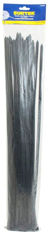 Imagen de CINCHO PLASTICO 450 X 4.8 MM TENSION 27 KG DE 25 PIEZAS COLOR NEGRO SURTEK