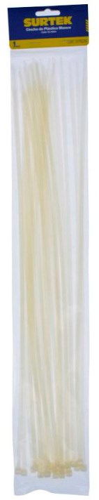 Imagen de CINCHO PLASTICO 500 X 4.8 MM TENSION 27 KG DE 25 PIEZAS COLOR BLANCO SURTEK