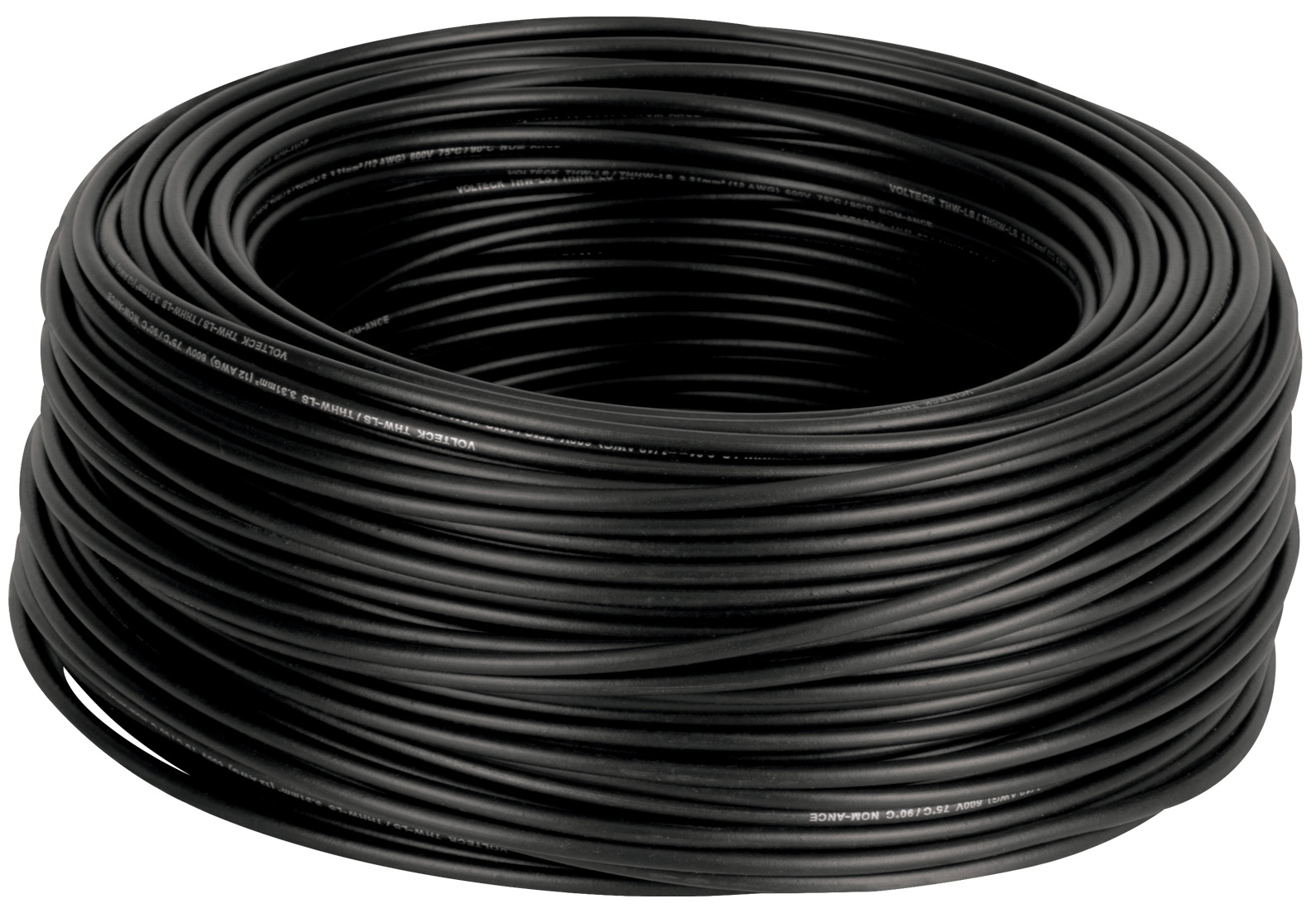 Imagen de ROLLO DE 100 MTS DE CABLE THHW-LS CALIBRE 12 AWG EN NEGRO VOLTECK
