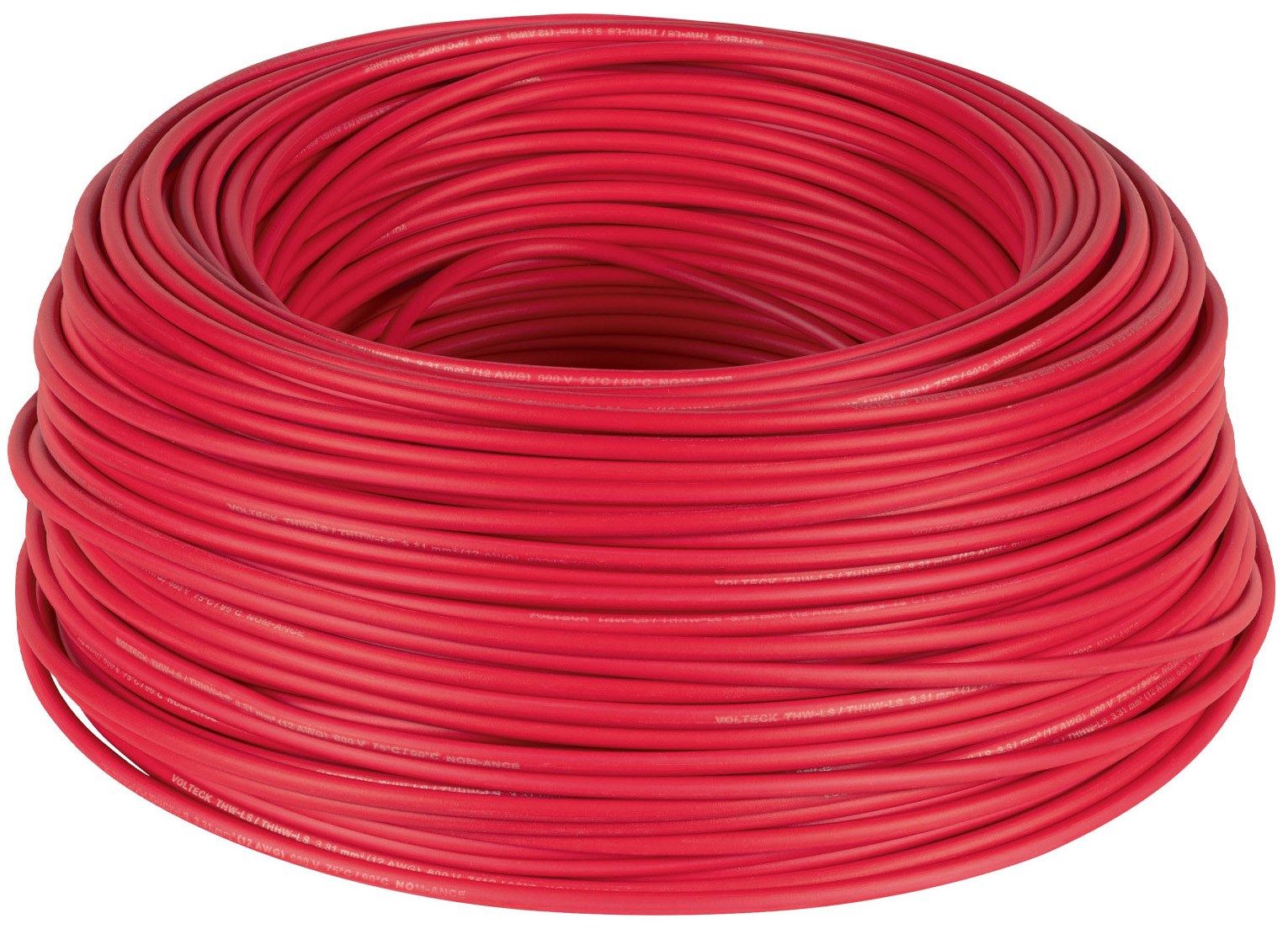 Imagen de ROLLO DE 100 MTS DE CABLE THHW-LS CALIBRE 12 AWG EN ROJO VOLTECK