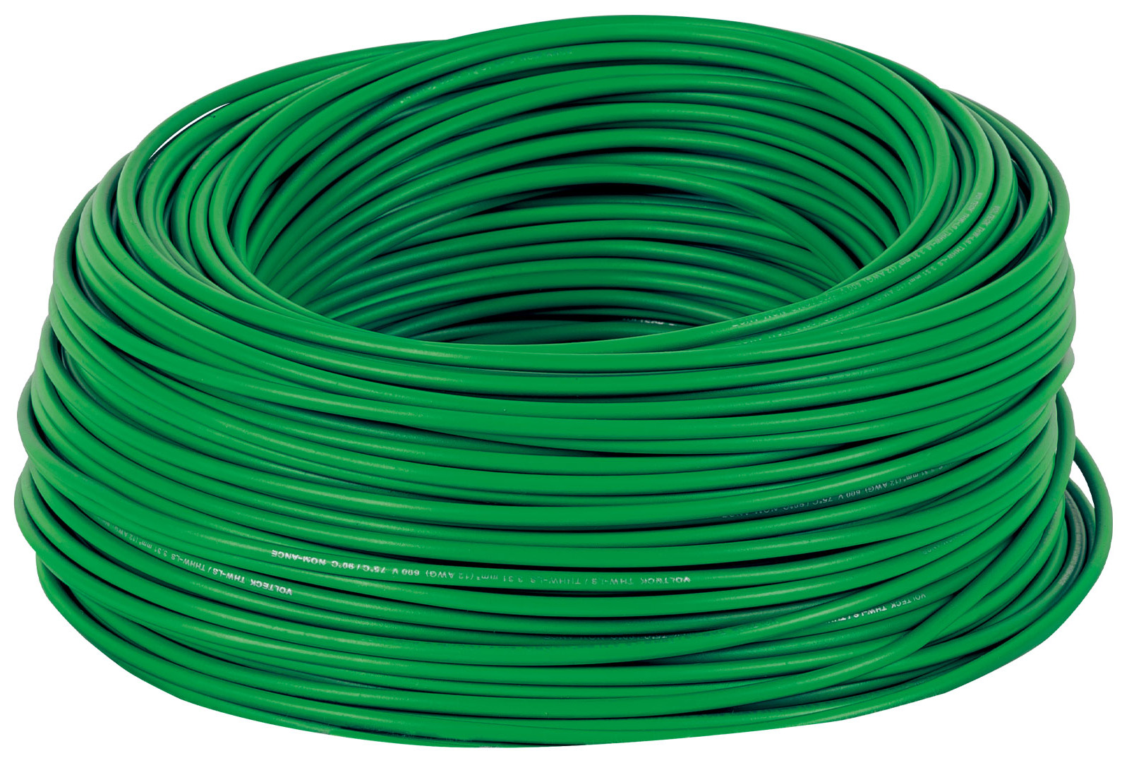 Imagen de ROLLO DE 100 MTS DE CABLE THHW-LS CALIBRE 12 AWG EN VERDE VOLTECK
