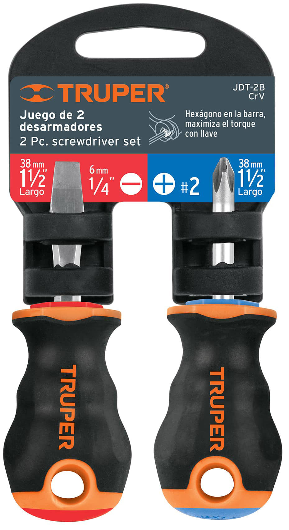 Imagen de DUO DE DESARMADORES DE 1/4" X 1-1/2" CON MANGO DE AGARRE CONFORTABLE TRUPER