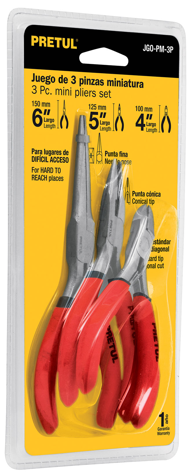 Imagen de JUEGO DE 3 MINI PINZAS CON MANGOS DE PVC PRETUL