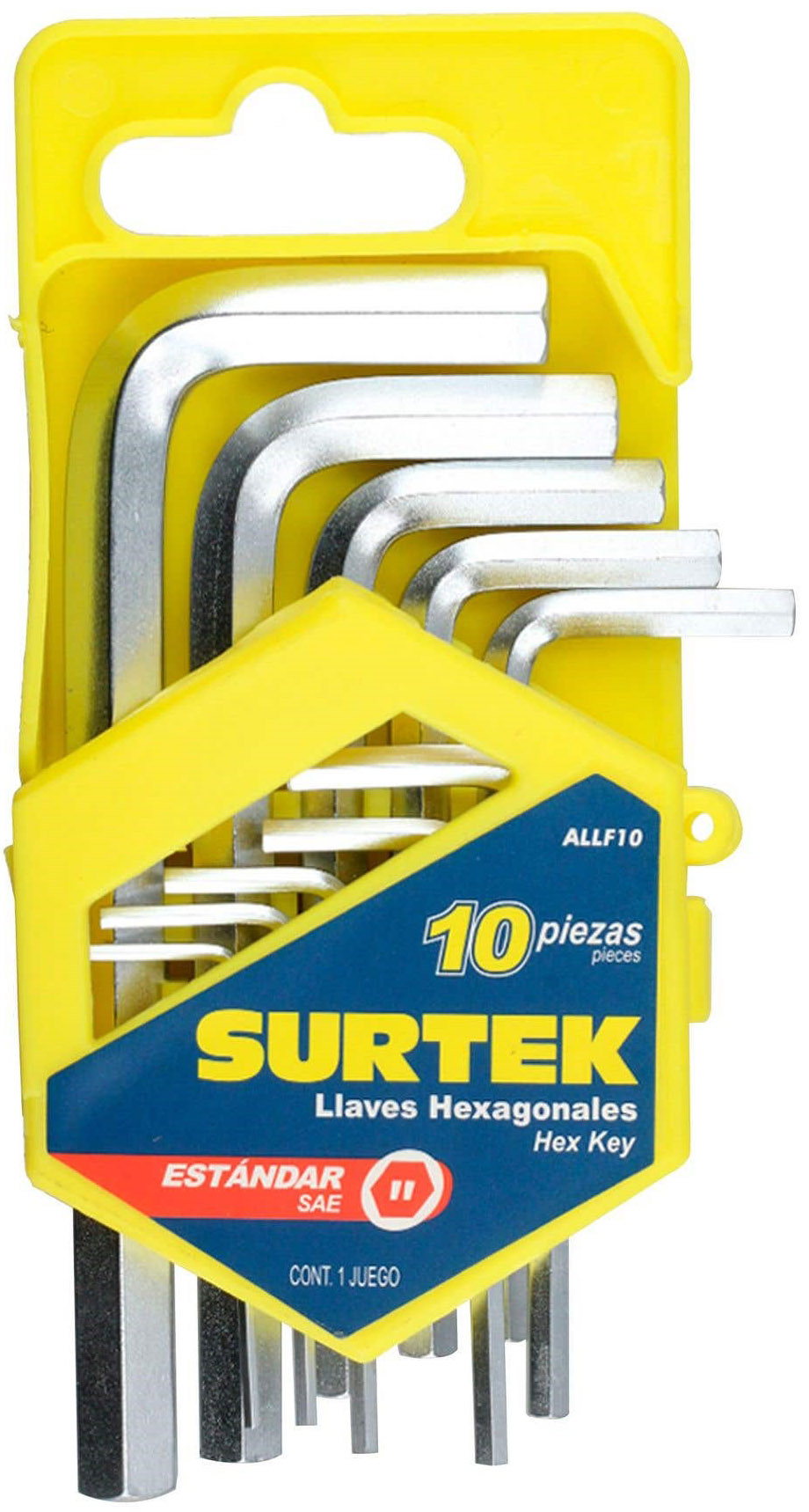 Imagen de JUEGO DE 10 LLAVES HEXAGONALES TIPO "L" EN PULGADAS EN ESTANTE SURTEK