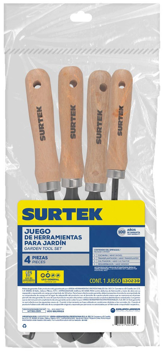Imagen de JUEGO HERRAMINETAS PARA JARDIN 4 PZA SURTEK
