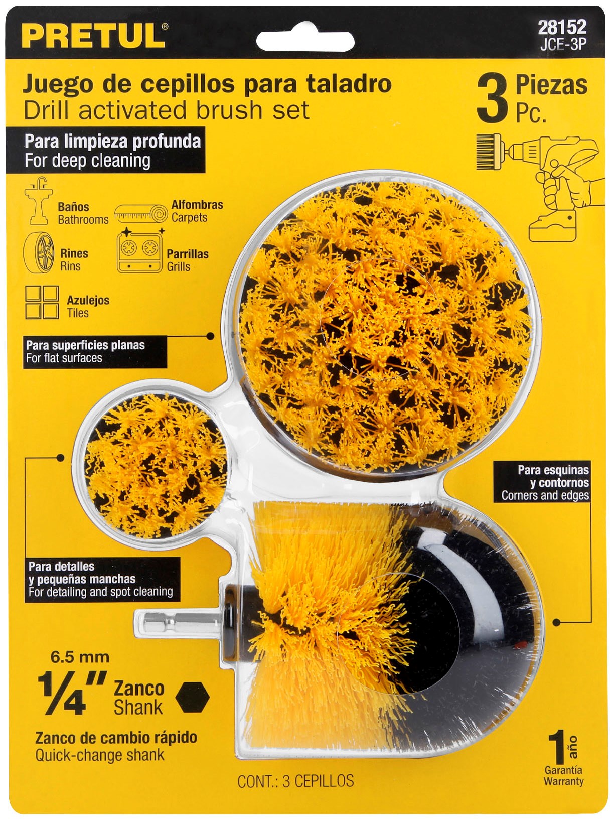 Imagen de JUEGO DE 3 CEPILLOS MULTIUSOS PARA TALADRO PRETUL