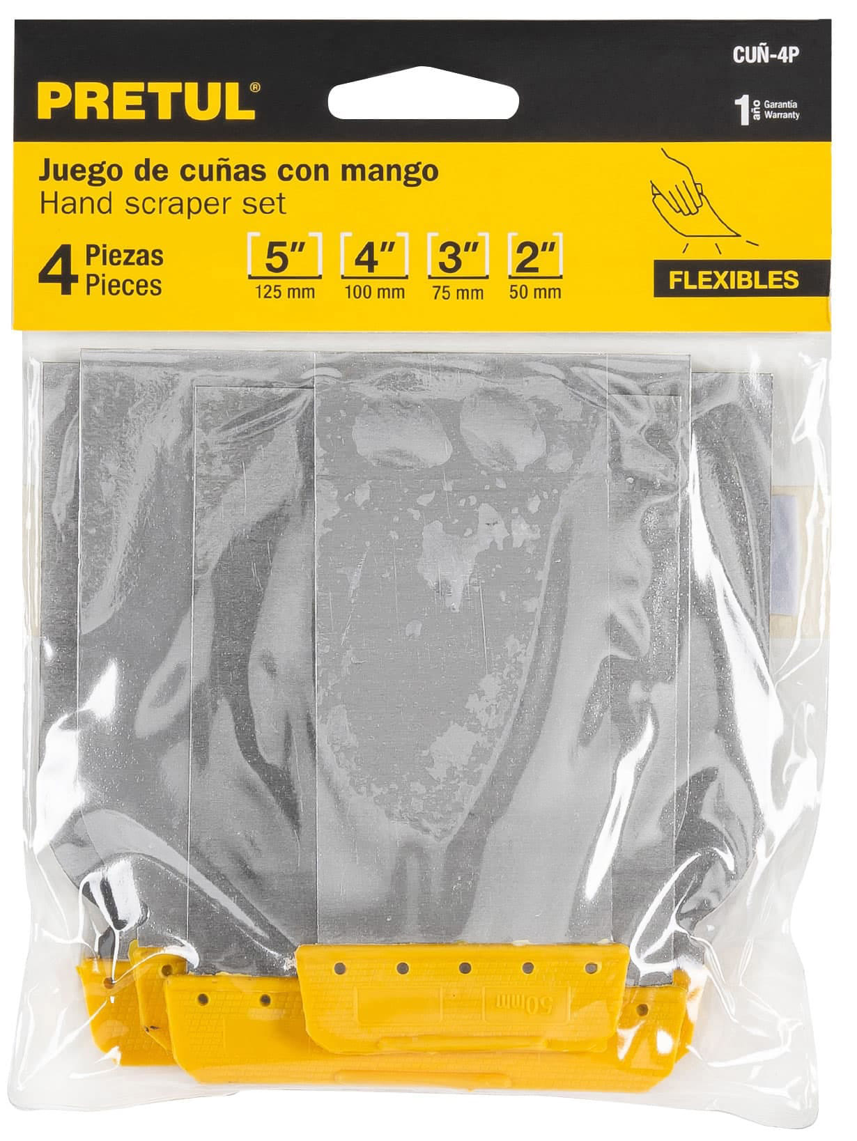 Imagen de JUEGO DE 4 CUÑAS CON MANGO DE PLASTICO PRETUL