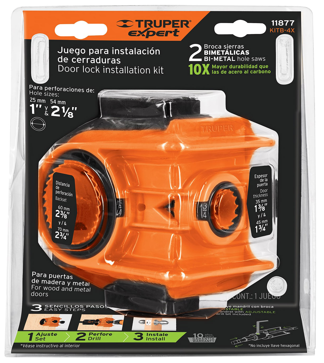 Imagen de JUEGO DE 4 PIEZAS PARA INSTALAR CERRADURAS EXPERT TRUPER