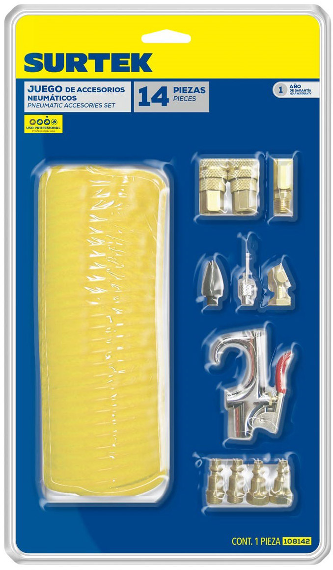 Imagen de JUEGO DE ACCESORIOS NEUMATICOS 14 PIEZAS SURTEK