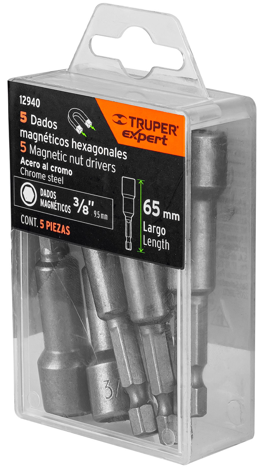 Imagen de ESTUCHE CON 5 DADOS MAGNETICOS DE 3/8" Y LARGO DE 2-1/2" EXPERT TRUPER