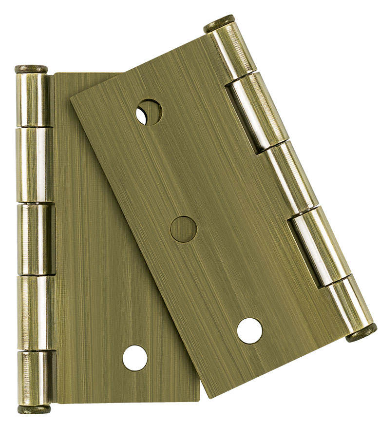 Imagen de BOLSA CON 2 BISAGRAS CUADRADAS DE 3"X3" PLANA DE LATON ANTIGUO BASIC HERMEX