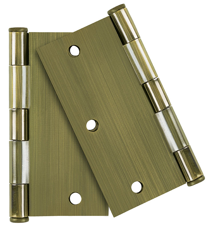 Imagen de BOLSA CON 2 BISAGRAS CUADRADAS DE 3 1/2" X 3 1/2" PLANA LATON ANTIGUO HERMEX BASIC