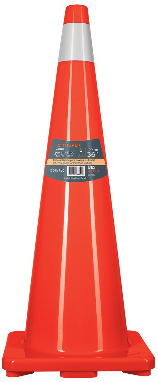 Imagen de CONO DE PRECAUCION DE 90 CMS DE PVC CON REFLEJANTE TRUPER