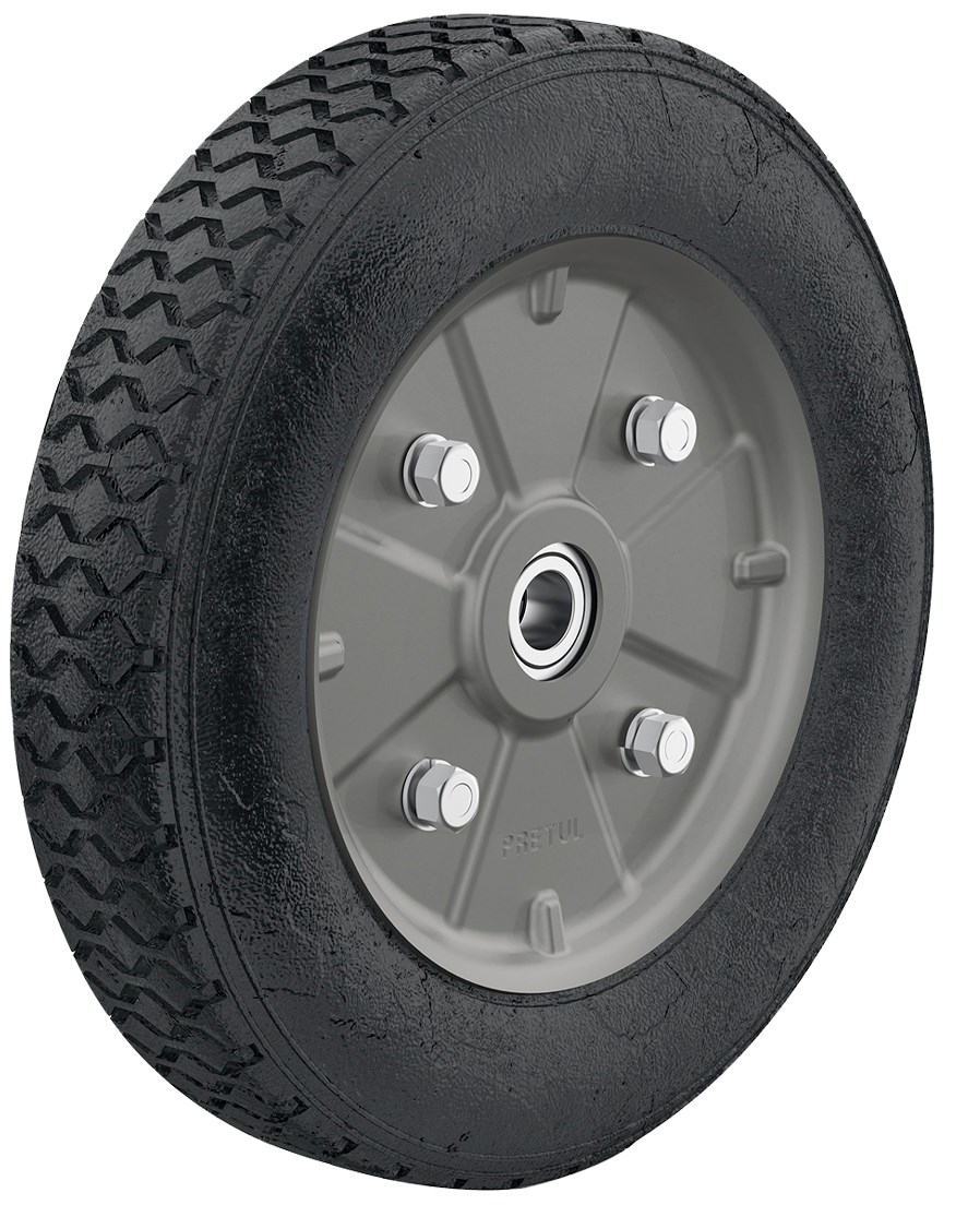 Imagen de RUEDA DE HULE SOLIDO DE 10" PARA DIABLO DE DOBLE BALERO PRETUL