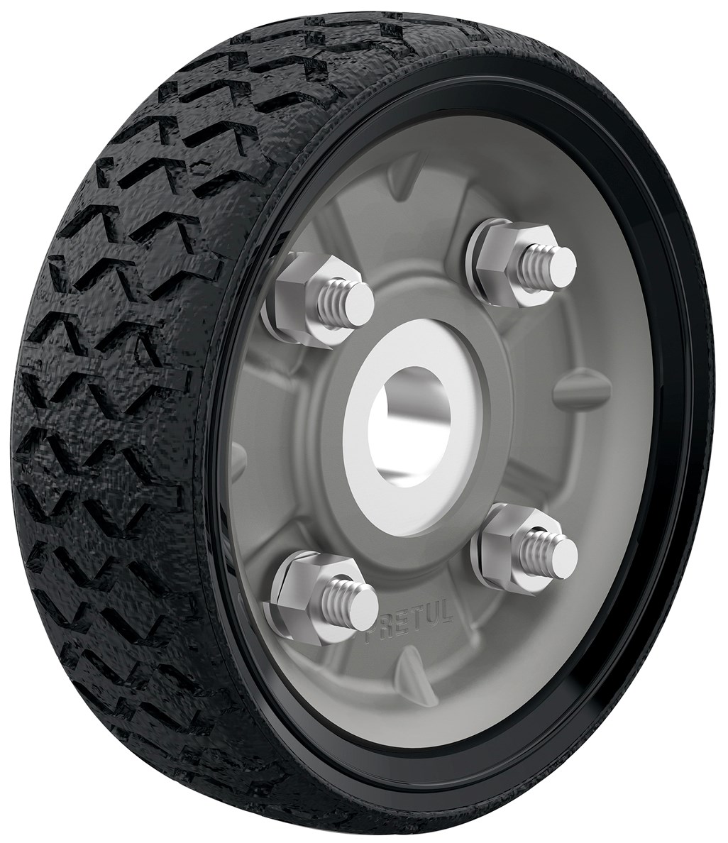 Imagen de RUEDA DE HULE SOLIDO DE 4-1/2" PARA DIABLO CON UN BALERO PRETUL