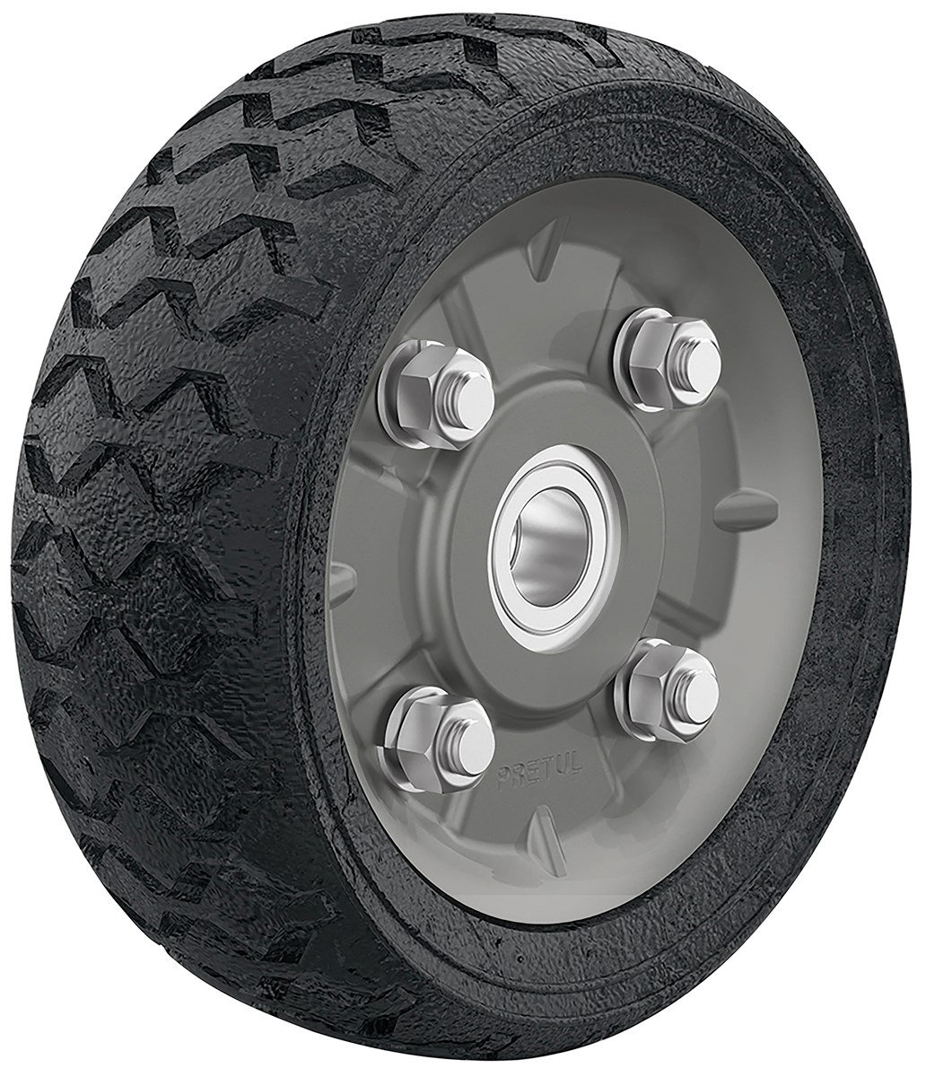 Imagen de RUEDA DE HULE SOLIDO DE 6" PARA DIABLO CON DOBLE BALERO PRETUL