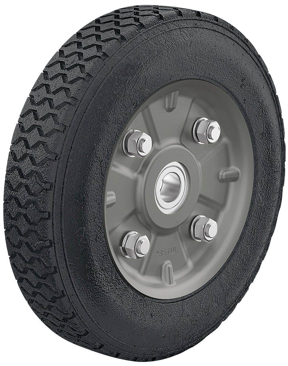 Imagen de RUEDA DE HULE SOLIDO DE 8" PARA DIABLO CON DOBLE BALERO PRETUL