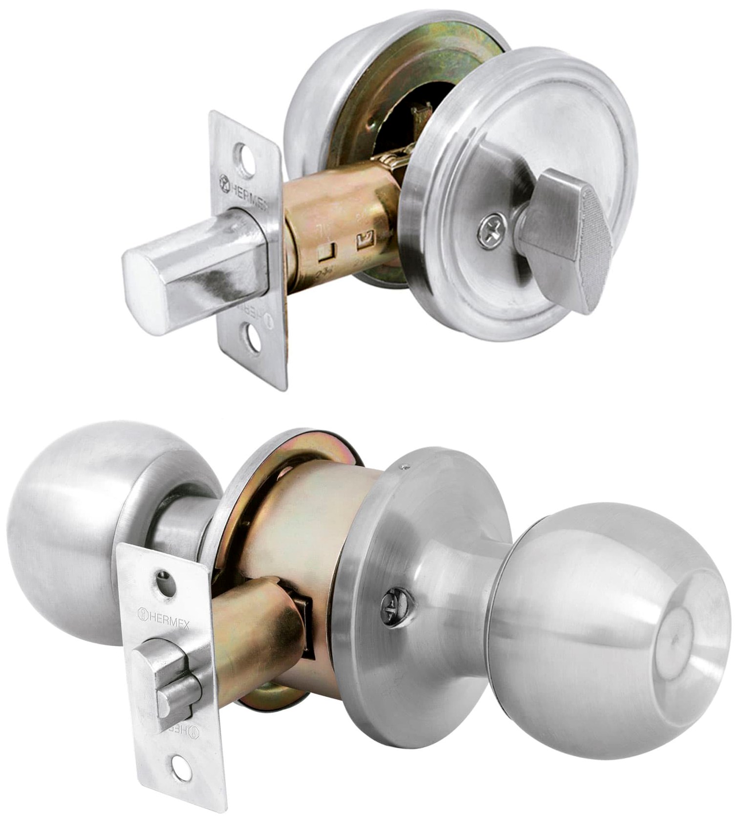 Imagen de COMBO DE CERRADURAS CON LLAVE-MARIPOSA EN CROMO BASICO HERMEX