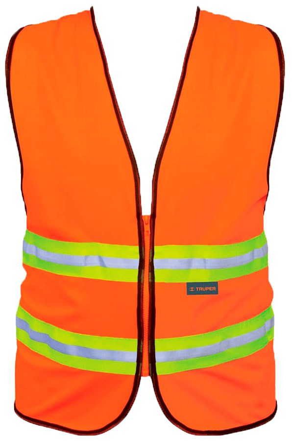 Imagen de CHALECO DE SEGURIDAD NARANJA ALTA VISIBILIDAD CON CIERRE TRUPER