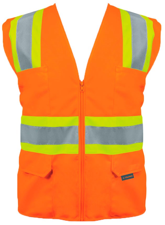 Imagen de CHALECO DE SEGURIDAD NARANJA MAXIMA VISIBILIDAD Y 6 BOLSAS TRUPER