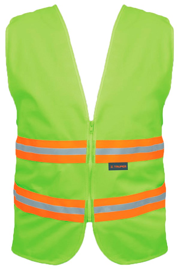 Imagen de CHALECO DE SEGURIDAD VERDE DE ALTA VISIBILIDAD CON CIERRE TRUPER