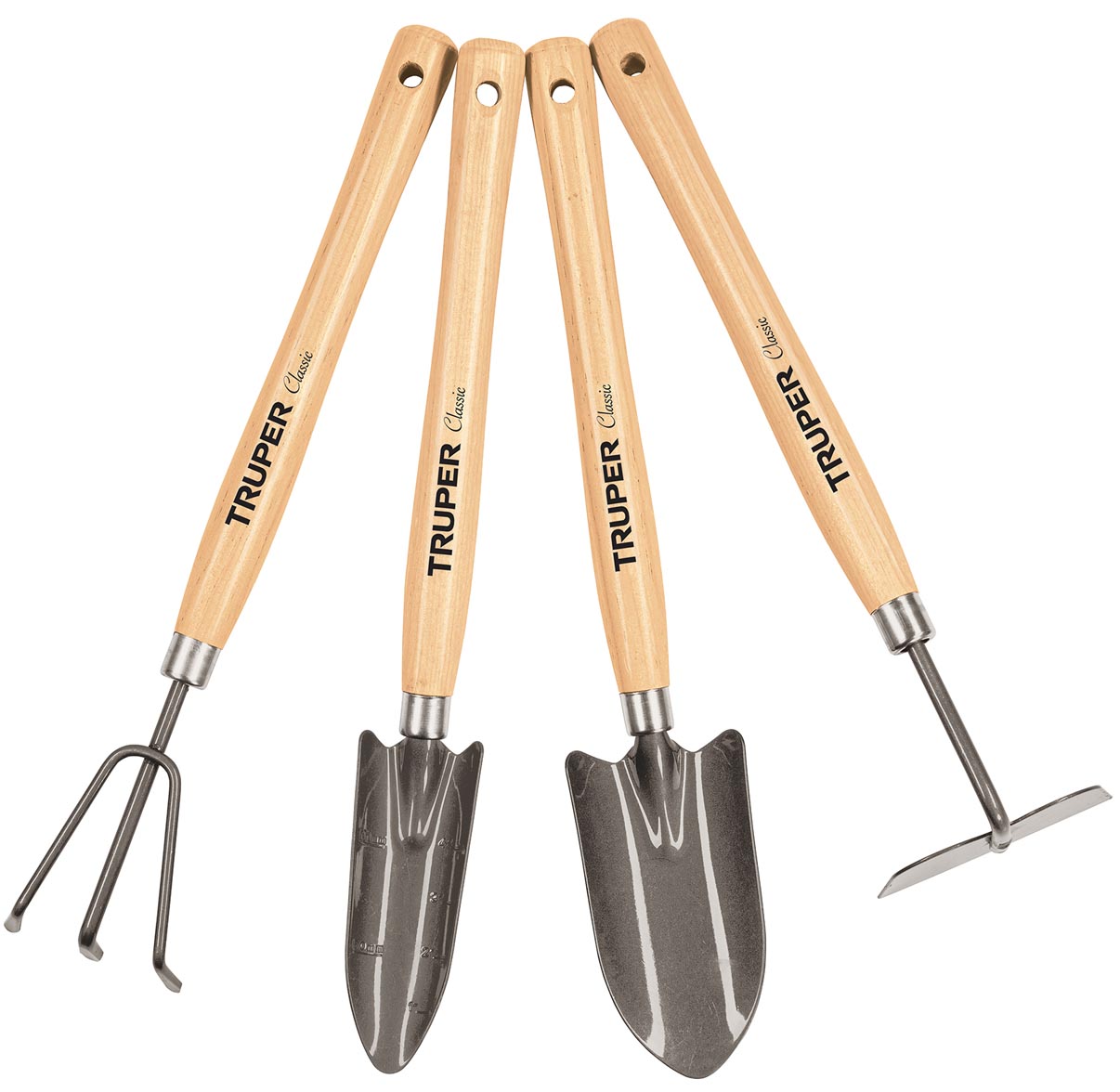 Imagen de JUEGO DE 4 HERRAMIENTAS PARA JARDIN CON MANGO DE 12-1/4" TRUPER