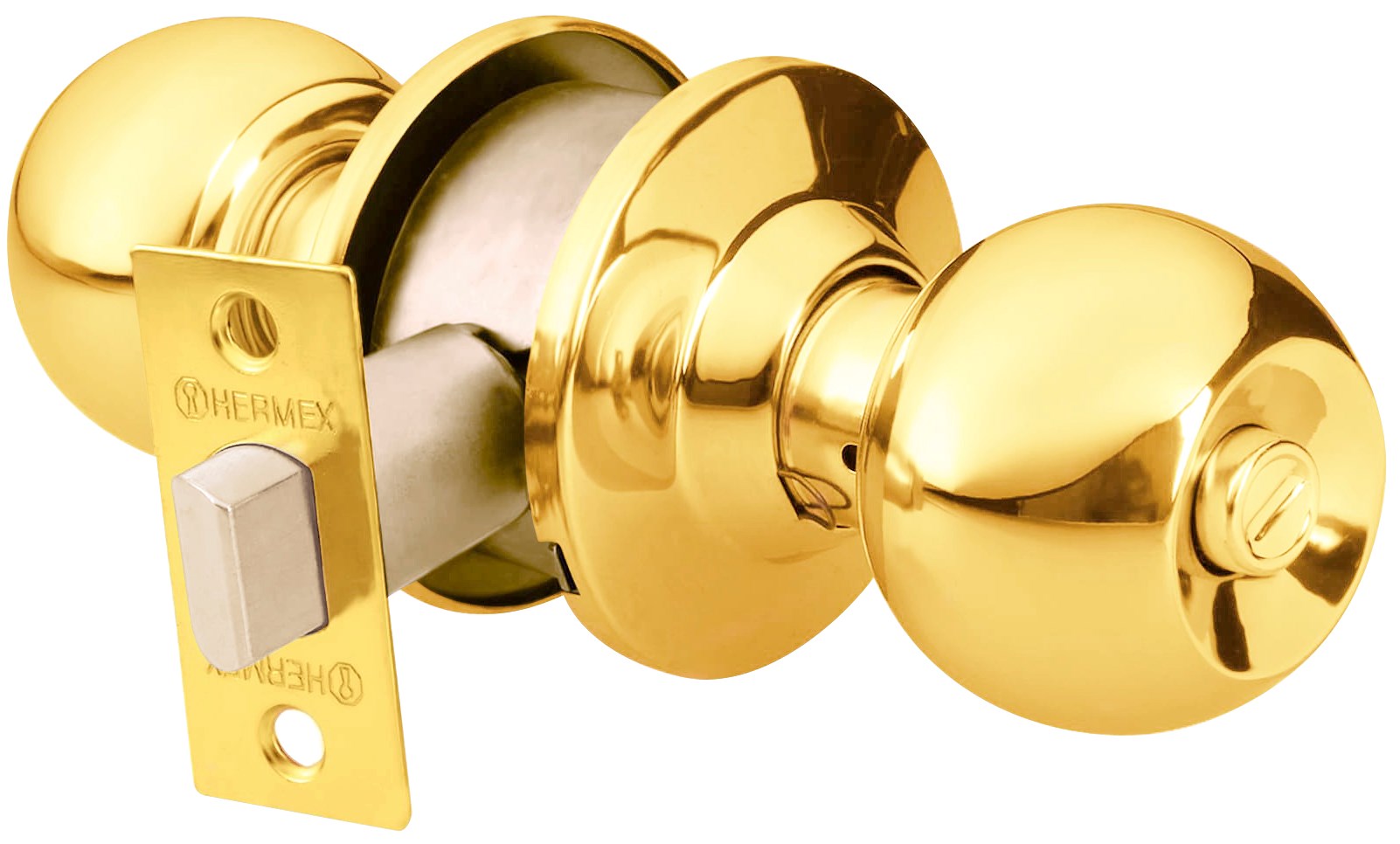 Imagen de CERRADURA TIPO ESFERA PARA BANO EN LATON BRILLANTE HERMEX