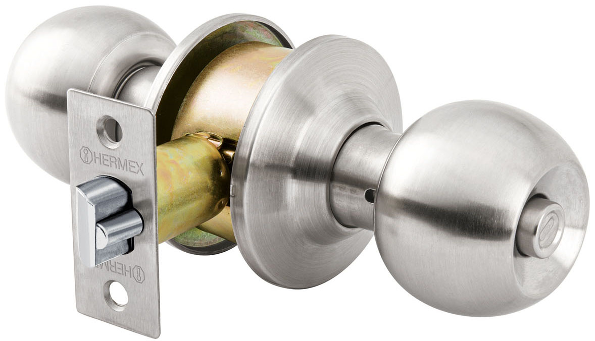 Imagen de CERRADURA TIPO ESFERA PARA RECAMARA EN CROMO MATE HERMEX