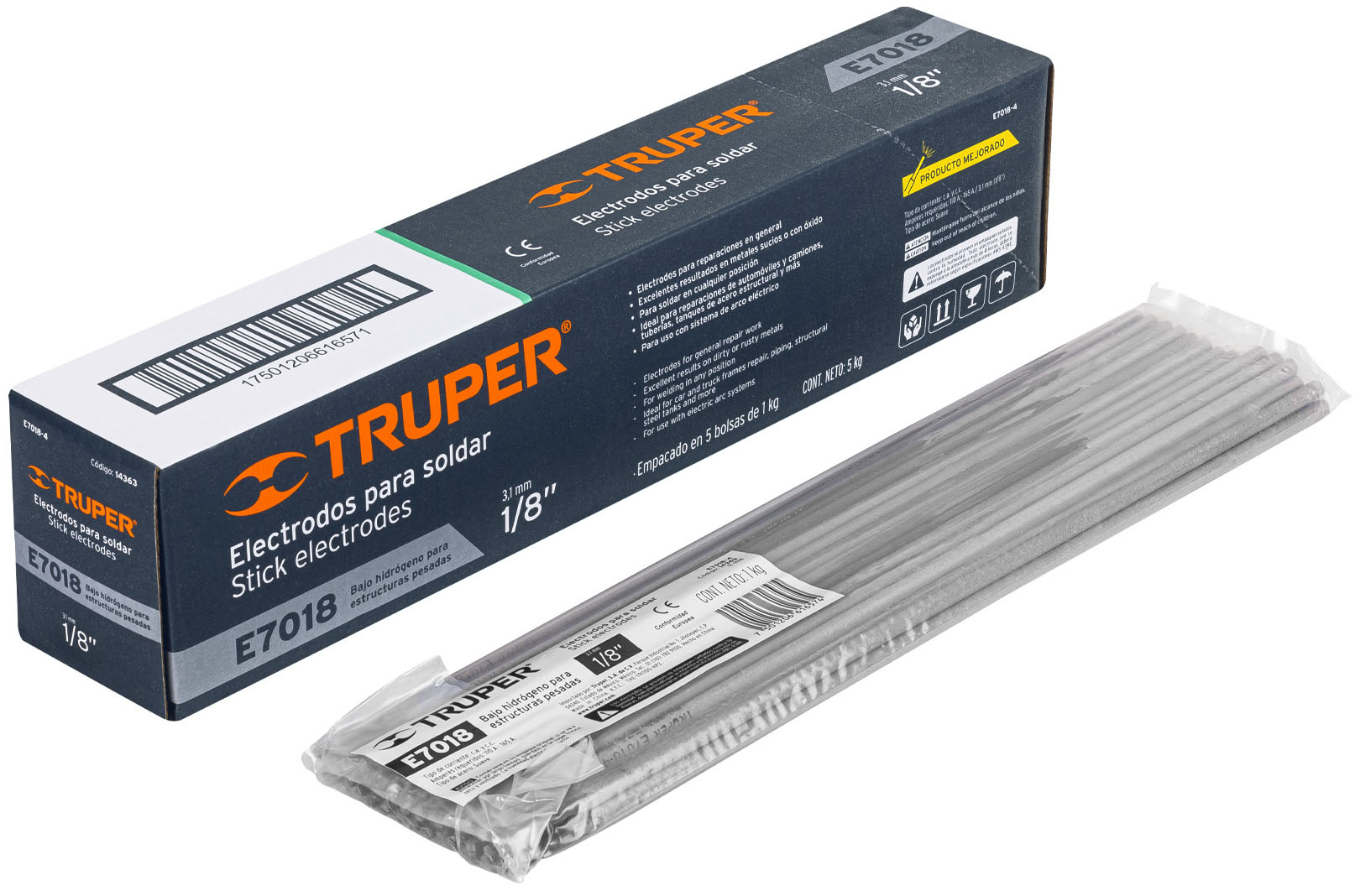 Imagen de BOLSA CON 1 KG DE ELECTRODOS 7018 DE 1/8' TRUPER