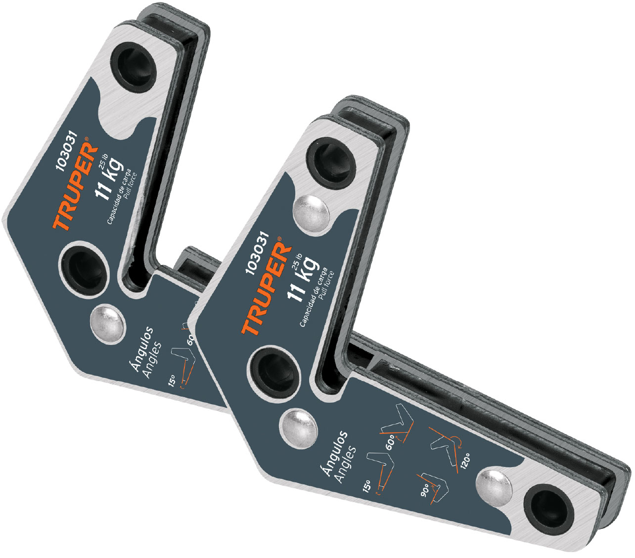 Imagen de 2 ESCUADRAS MAGNÉTICAS ESQUINERAS 2-3/4' CARGA 11 KG TRUPER