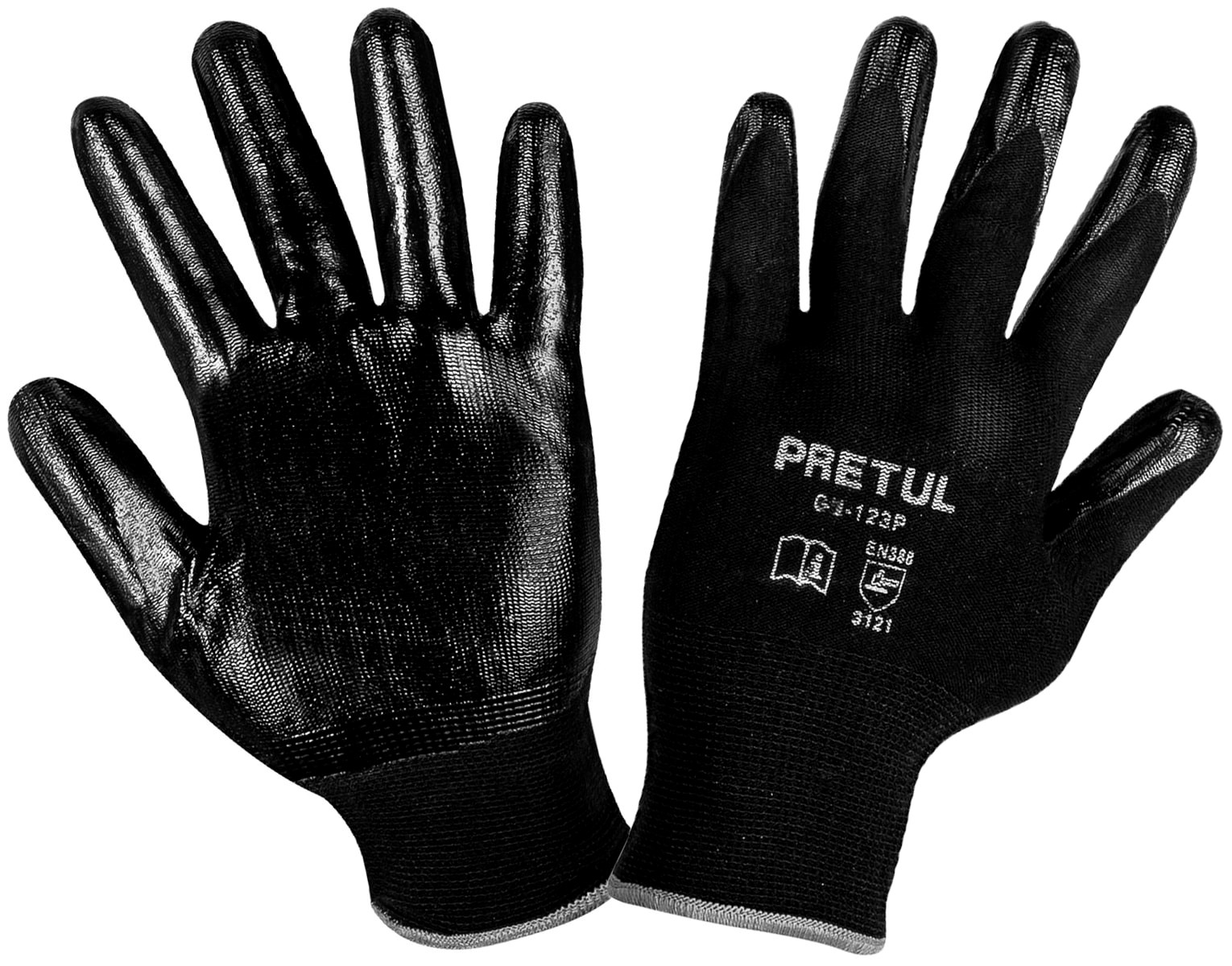 Imagen de GUANTES DE NYLON RECUBIERTOS DE NITRILO TALLA GRANDE PRETUL