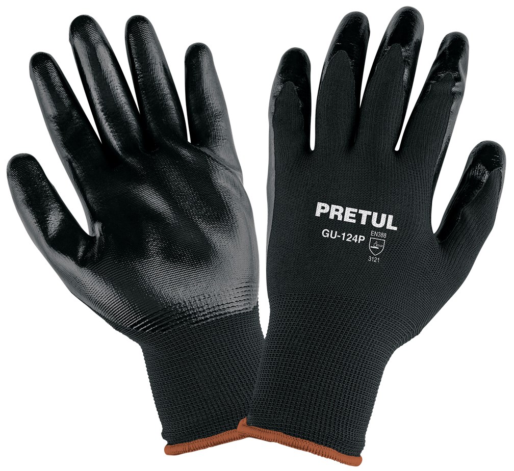 Imagen de GUANTES DE NYLON RECUBIERTOS DE NITRILO TALLA EXTRA GRANDE PRETUL