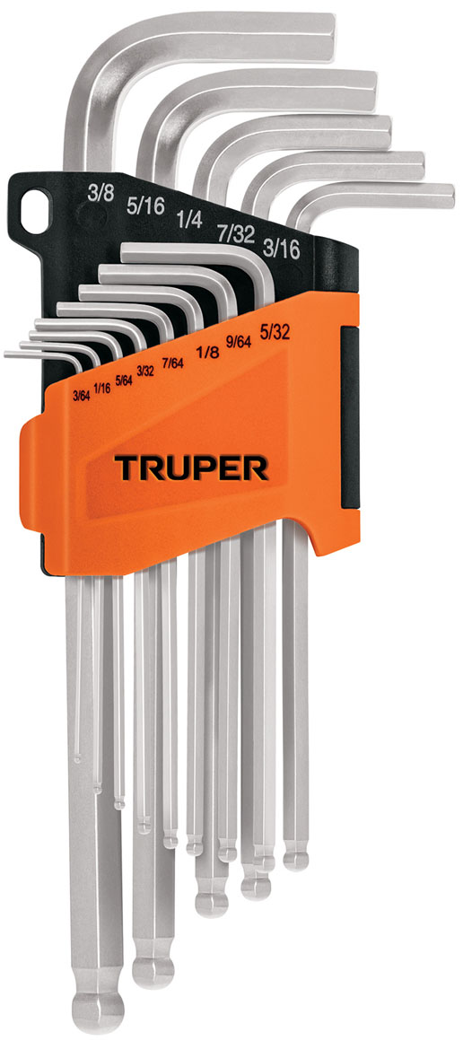 Imagen de JUEGO DE 13 LLAVES HEXAGONALES ESTANDAR LARGAS CON PUNTA DE BOLA TRUPER