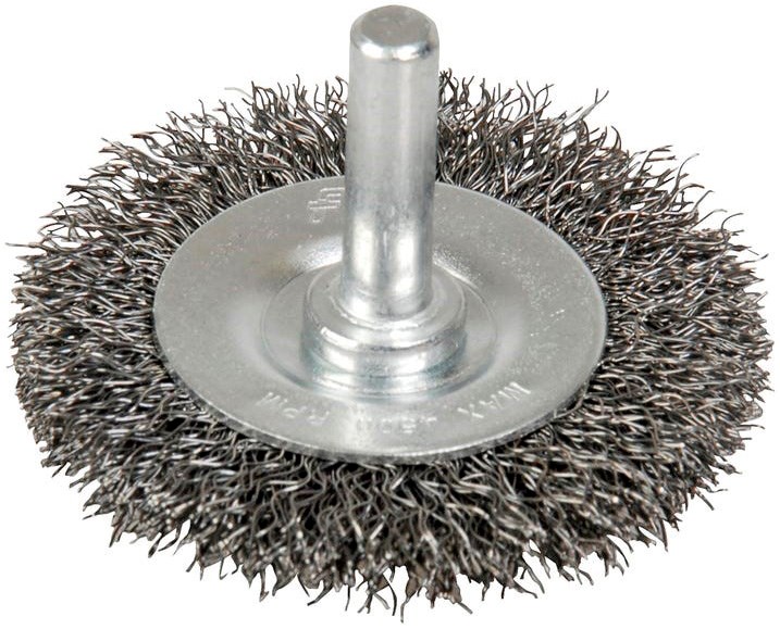 Imagen de CARDA CIRCULAR ONDULADA ALAMBRE DEGADO  3" X 0.30 MM CON ZANCO 1/4" FOY