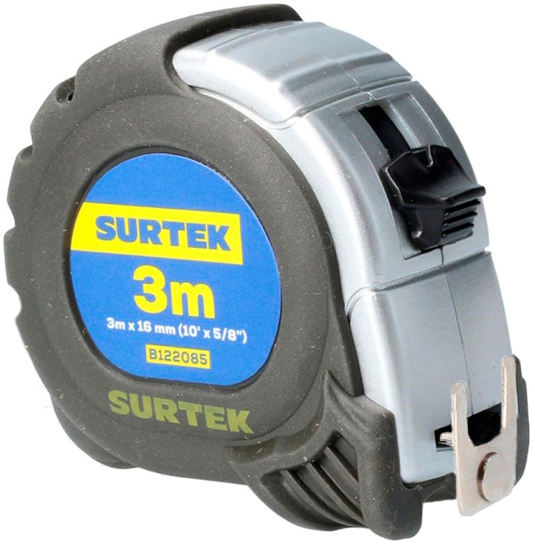 Imagen de CINTA DE MEDIR CON CARCASA ANTI-IMPACTO SILVER 3 MTS X 5/8" SURTEK