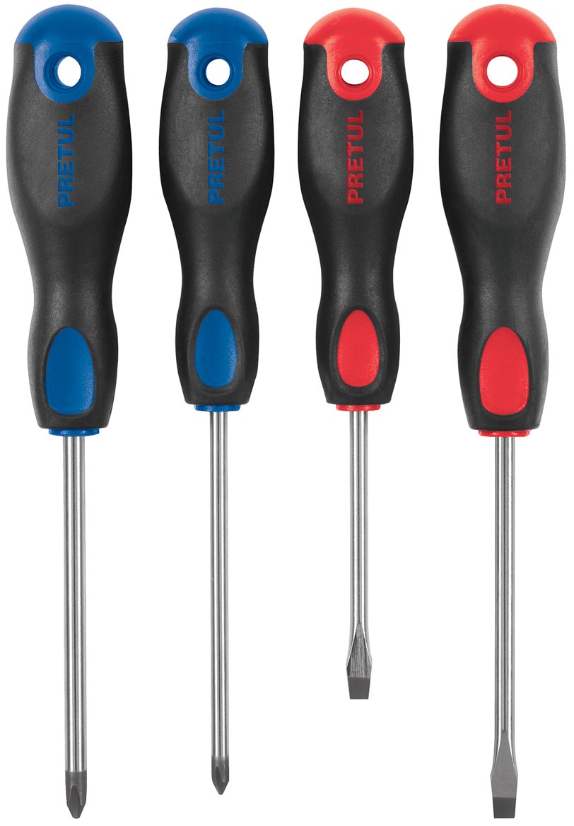 Imagen de JUEGO DE 4 DESARMADORES MANGO CON AGARRE CONFORTABLE PRETUL