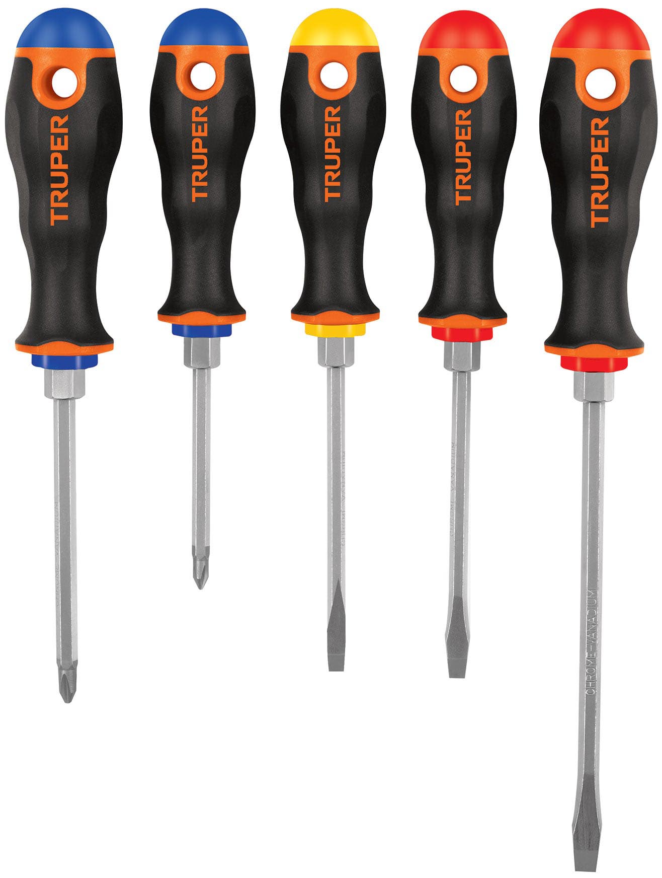 Imagen de JUEGO DE 5 DESARMADORES CON MANGO DE AGARRE CONFORTABLE TRUPER