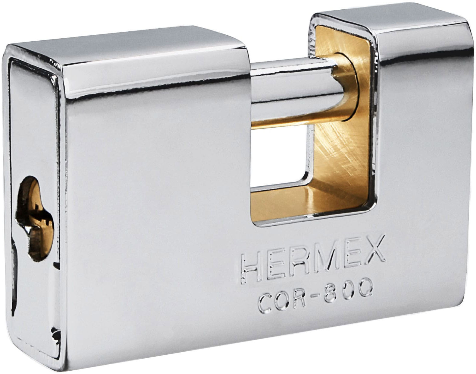 Imagen de CANDADO ANTIPALANCA DE 80 MM BLINDADO Y LLAVE DE PUNTOS HERMEX