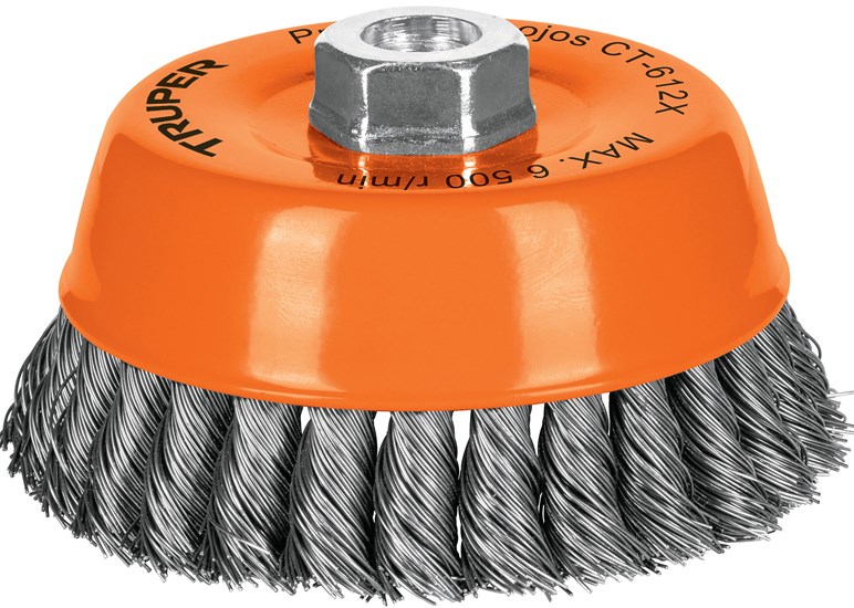 Imagen de CARDA DE COPA DE 5" CON ALAMBRE TRENZADO GRUESO EJE 5/8-11 TRUPER